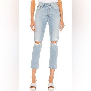 Agolde Riley High Rise Straight Crop Jeans in Clear Skies Size 25